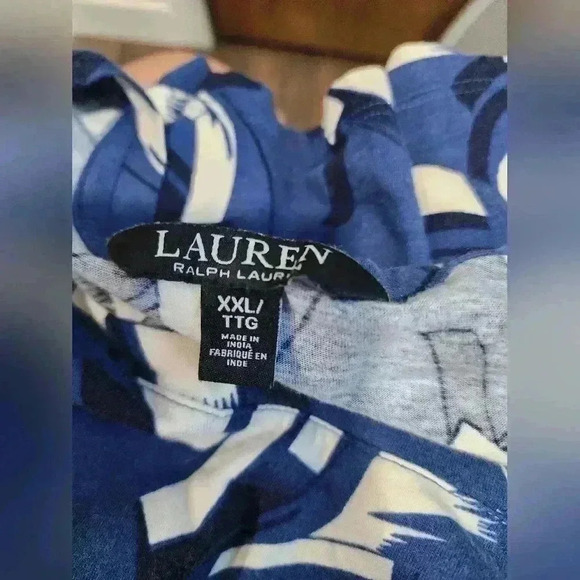 Blue And White Lauren Ralph Lauren Tank Ladies Size XXLarge tie Bottom - Picture 4 of 7